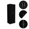 DEPOT E-SHOP London Armoire, Two Shelves, Rod, Double Door Cabinet Armoire, Black - as Pic