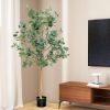 5.5 Feet Artificial Eucalyptus Tree with 517 Silver Dollar Leaves - Green + Black