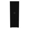 DEPOT E-SHOP London Armoire, Two Shelves, Rod, Double Door Cabinet Armoire, Black - as Pic