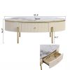 Modern Oval Coffee Table with 2 large Drawers Storage Accent Table - as Pic