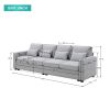 104" 4-Seater Modern Linen Fabric Sofa with Armrest Pockets and 4 Pillows,Minimalist Style Couch for Living Room, Apartment, Office,3 Colors  - Light