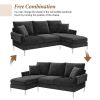 84 " Convertible Sectional Sofa, Modern Chenille L-Shaped Sofa Couch with Reversible Chaise Lounge, Fit for Living Room, Apartment(2 Pillows)   - Blac