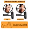 8 Inch Wall Mounted Makeup Vanity Mirror, Double Sided 1x/10x Magnifying Mirror, 360¬∞ Swivel with Extension Arm Bathroom Mirror - Black