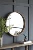 28" Round Wood Mirror, Wall Mounted Mirror Home Decor for Bathroom Living Room - as Pic