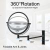 8-inch Wall Mounted Makeup Vanity Mirror, Height Adjustable, 1X / 10X Magnification Mirror, 360¬∞ Swivel with Extension Arm - Black