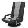 360-Degree Swivel Gaming Floor Chair with Foldable Adjustable Backrest - Gray