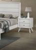 Contemporary White Color 1pc Nightstand Bedroom Furniture Solid wood Wave Texture 2-Drawers Bedside Table Bronze Round Knobs - as Pic