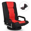 360-Degree Swivel Gaming Floor Chair with Foldable Adjustable Backrest - Red