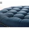 Round Tufted Storage Ottoman with Nailheads - Navy