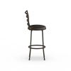 3 Pack Adjustable 24" or 29" Bronze Ladder Back Swivel Barstool, Espresso Vegan Leather Seat - Brown