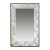 24" x 15" Antique Silver Rectangle Mirror with Floral Accents, Mirrored Display Tray, Hanging Wall Mirror - as Pic