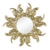 38" Sunburst Metal Decorative Mirror with Gold Finish, Boho Wall Decor Sun Mirror for Living Room Bathroom Enterway - as Pic