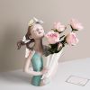 Modern Decorative Artificial Flower Vase Butterfly Girl Sculptures Interior Home Resin Ornaments Household Decoration Vases Hot - Grey