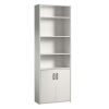 Traditional 5 Shelf Bookcase with Doors - White