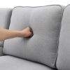 104" 4-Seater Modern Linen Fabric Sofa with Armrest Pockets and 4 Pillows,Minimalist Style Couch for Living Room, Apartment, Office,3 Colors  - Light