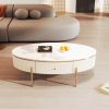 Modern Oval Coffee Table with 2 large Drawers Storage Accent Table - as Pic