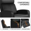 Faux Leather Push Back Theater Recliner Chair with Footrest - Black