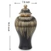 Black with Gold Design Ceramic Decorative Ginger Jar Vase - as Pic