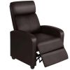 Faux Leather Push Back Theater Recliner Chair with Footrest - Brown