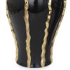 Elegant Black Ceramic Ginger Jar Vase with Gold Accents and Removable Lid - Timeless Home Decor - as Pic