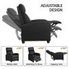 Faux Leather Push Back Theater Recliner Chair with Footrest - Black