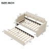 Upholstered Daybed with Trundle, Wood Slat Support,Upholstered Frame Sofa Bed, Twin, Beige - as Pic