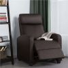 Faux Leather Push Back Theater Recliner Chair with Footrest - Brown