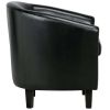 Barrel Accent Chair with Ottoman - Black Faux Leather