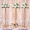 Gold/Silver Wedding Candle Holders Decor Table Centerpiece Pillar Flower Vase Rack Stand Road Lead Floral Bouquet Party Supplies - Red - China