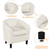 Barrel Accent Chair with Ottoman - Ivory Boucle Fabric