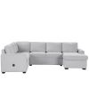 U_Style Modular Combination Sofa with Ottoman L-shaped Corner Combination, USB and Type-C Interfaces, Suitable for Living Rooms, Offices, and Spacious