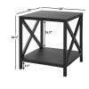 Farmhouse Square Side Table End Table with Storage Drawer Bedroom Nightstand - Black