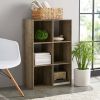 6-Cube Storage Organizer 3-Tier Bookcase Display Shelf for Home Office - Rustic Brown