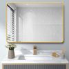 32 x 24 Inch Gold Bathroom Mirror for Wall Vanity Mirror with Non-Rusting Aluminum Alloy Metal Frame Rounded Corner for Modern Farmhouse Home Decor -