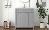 30" Bathroom vanity with Single Sink in grey,Combo Cabinet Undermount Sink,Bathroom Storage Cabinet - as Pic