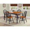 Autumn Lane Windsor Solid Wood Dining Chairs, Set of 2 - Black and Oak