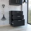 Penny Storage Cabinet, Three Drawers , Four Casters - Black