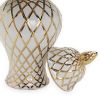 White and Gold Ceramic Decorative Ginger Jar Vase - as Pic