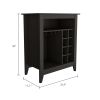 Future Bar Cabinet, Six Built-in Wine Rack, One Open Drawer, One Open Shelf, Carbon Espresso - Black