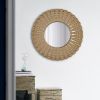 18.5" Transitional Beaded Sunburst Mirror, Round Accent Wall Mirror for Living Room, Entryway, Bathroom, Office, Foyer - as Pic