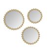 Gold Beaded Round Wall Mirror 3-piece set - as Pic