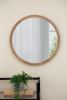 20" x 20" Circle Wall Mirror with Wooden Frame, Wall Mirror for Living Room, Dining Room, Foyer, Bathroom, Office - as Pic