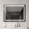 LED Lighted Bathroom Wall Mounted Mirror with High Lumen+Anti-Fog Separately Control+Dimmer Function - as Pic