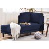 65" Mid-Century Modern Fabric Corner Lounge Chair, Upholstered Indoor Chaise Lounge for Bedroom,Office,Small Living Room & Apartment  - Blue