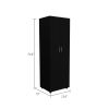 DEPOT E-SHOP London Armoire, Two Shelves, Rod, Double Door Cabinet Armoire, Black - as Pic