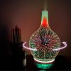 3D Fireworks Glass Vase Humidifier with 7 Color Led Night Light Aroma Essential Oil Diffuser Cool Mist Maker for Home Office - White - US