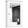 Wall Mounted Bedroom Mirror Jewelry Cabinet Bathroom Storage Box - white