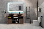 72 in. W x 36 in. H Frameless LED Single Bathroom Vanity Mirror in Polished Crystal Bathroom Vanity LED Mirror with 3 Color Lights Mirror for Bathroom