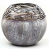 Art Decorated Gray Glass Vase for Flowers | Painted Art Glass Round Vase | Interior Design Home Room Decor | Table vase 6 inch - Gray - 180