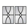 16" x 23" Rectangular Wooden Wall Mirror with Antique Black Frame, Vertical or Horizontal Home Decor for Living Room, Set of 2 - as Pic